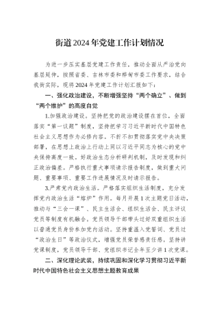 街道2024年党建工作计划情况 (1)