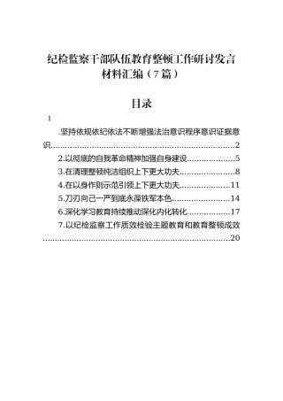 纪检监察干部队伍教育整顿工作研讨发言材料汇编（7篇）