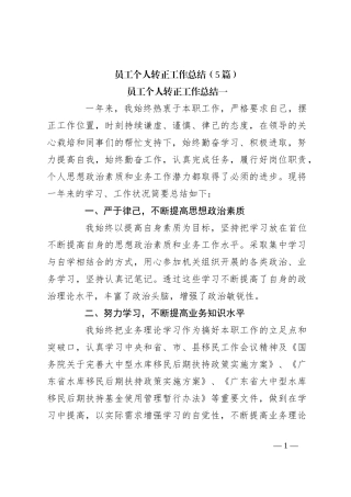 （5篇）员工个人转正工作总结
