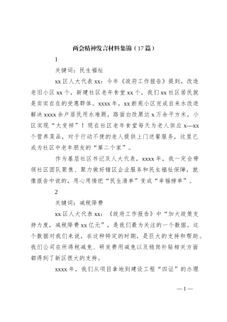 （17篇）两会精神发言材料集锦