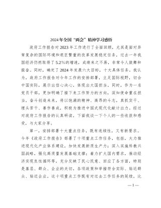 2024年全国“两会”精神学习感悟