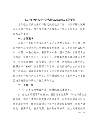 2024年全区安全生产与防灾减灾救灾工作要点