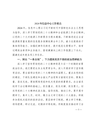 2024年信息中心工作要点计划