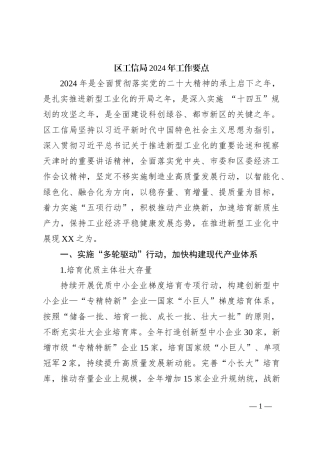 区工信局2024年工作要点
