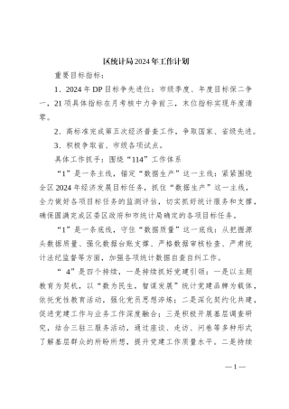 区统计局2024年工作计划