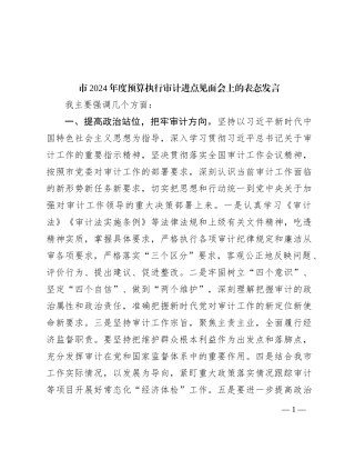 市2024年度预算执行审计进点见面会上的表态发言有重名 554311