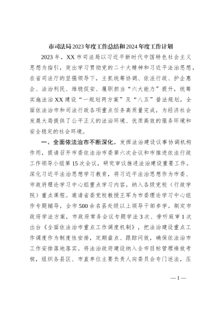 市司法局2023年度工作总结和2024年度工作计划
