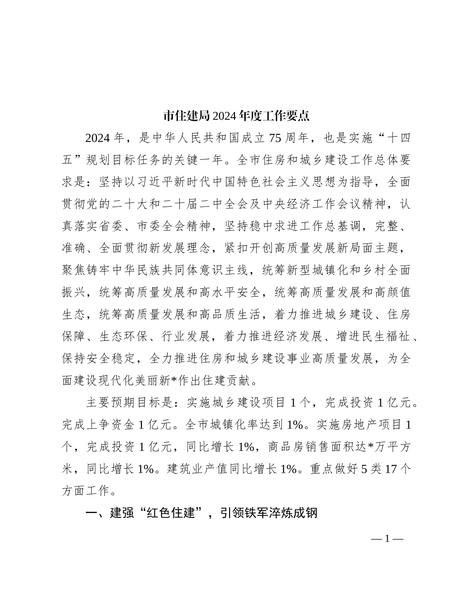 市住建局2024年度工作要点(1)_第1页