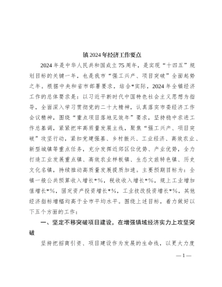 镇2024年经济工作要点