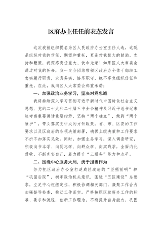 区府办主任任前表态发言
