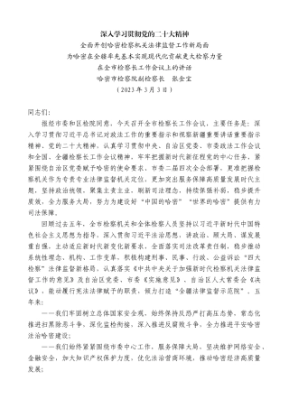 【高质量】哈密市检察院副检察长张金宝：在全市检察长工作会议上的讲话
