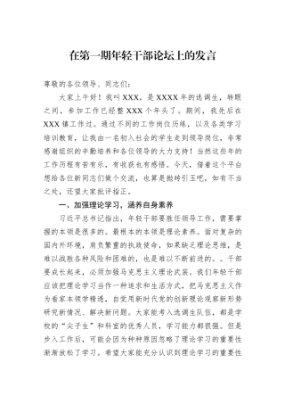 在第一期年轻干部论坛上的发言