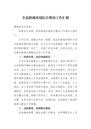 全县路域环境综合整治工作汇报