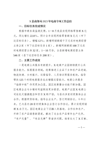 X县商务局2023年电商专项工作总结