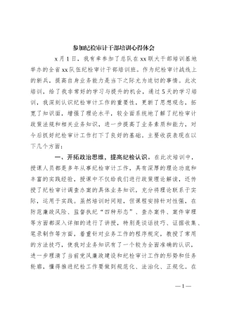 参加纪检审计干部培训心得体会