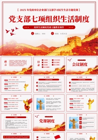 党支部七项组织生活制度PPT党课（20240415）