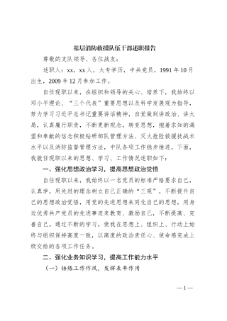 基层消防救援队伍干部述职报告