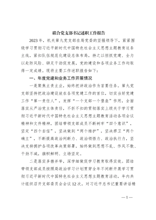 联合党支部书记述职工作报告