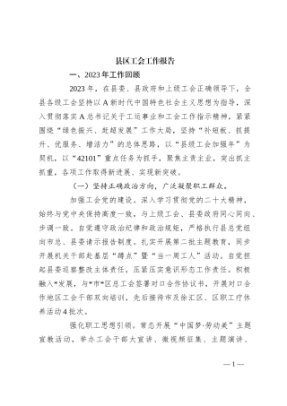 县区工会工作报告