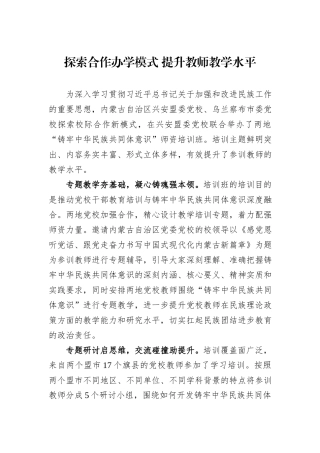 探索合作办学模式+提升教师教学水平