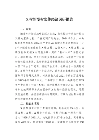 X村新型村集体经济调研报告