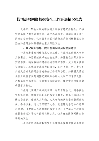 县司法局网络数据安全工作开展情况报告