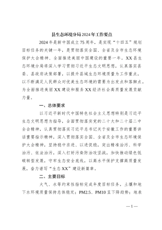 县生态环境分局2024年工作要点