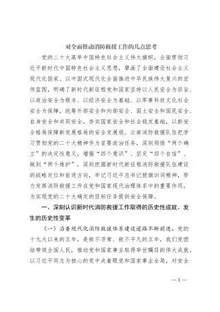 对全面推动消防救援工作的几点思考