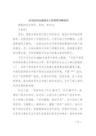 市司法局启动仪式上传帮带导师讲话