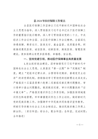 县2024年医疗保障工作要点