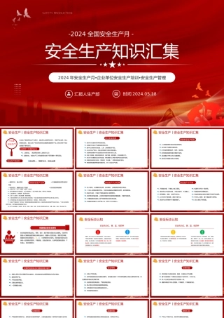 2024全国安全生产月PPT大气精美安全生产知识汇集课件下载