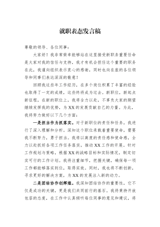 就职表态发言稿