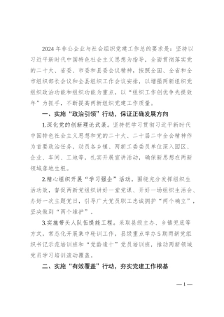 2024年全县非公企业与社会组织党建工作要点