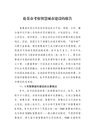 赴某市考察智慧城市建设的报告
