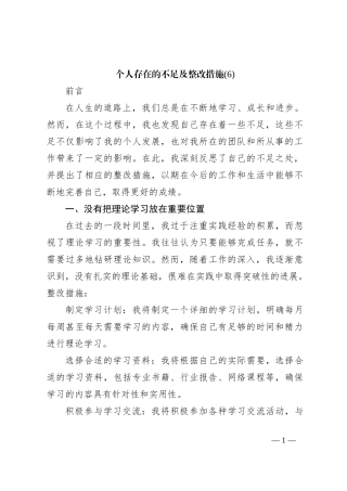 个人存在的不足及整改措施 (6)
