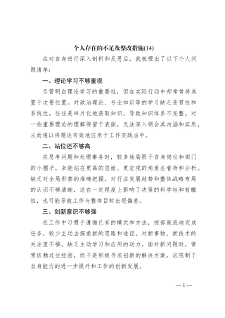 个人存在的不足及整改措施 (14)
