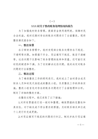 关于整改账务处理情况的报告