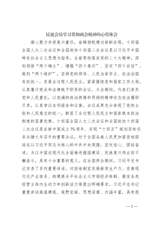 民建会员学习贯彻两会精神的心得体会