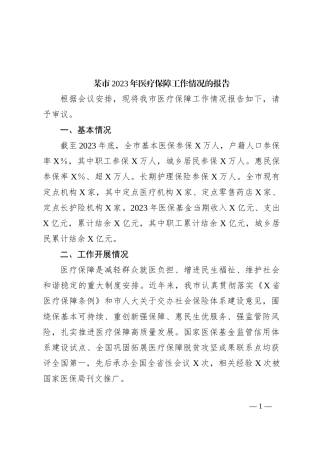 某市2023年医疗保障工作情况的报告