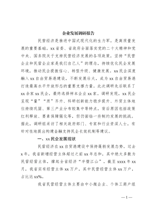 企业发展调研报告