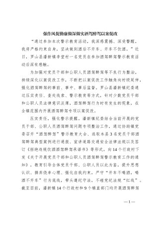 强作风促勤廉 做深做实酒驾醉驾以案促改