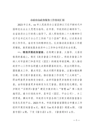 市政府办政务服务工作情况汇报