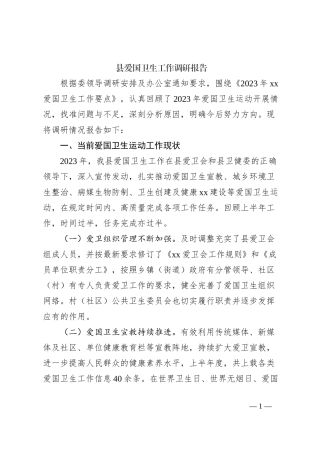 县爱国卫生工作调研报告