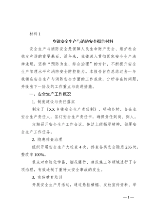 乡镇安全生产与消防安全工作报告