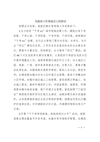 在政府工作务虚会上的讲话