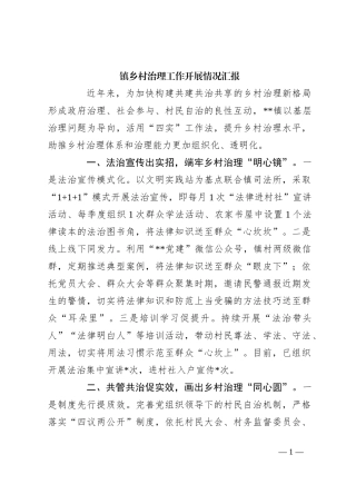 镇乡村治理工作开展情况汇报