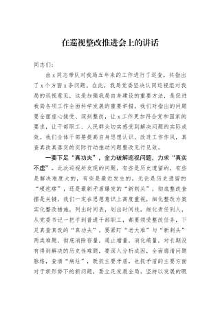 在巡视整改推进会上的讲话