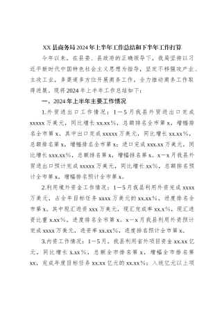 XX县商务局2024年上半年工作总结和下半年工作打算