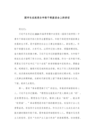 副市长在政府办年轻干部座谈会上的讲话