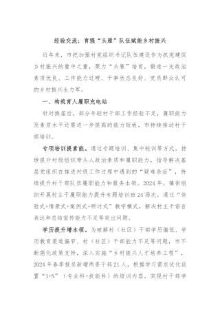 经验交流：育强“头雁”队伍 赋能乡村振兴